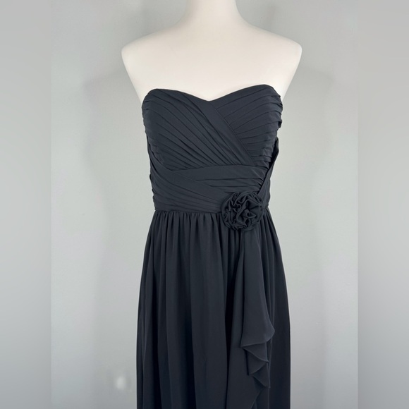 Bari Jay Empire Waist Gown Pleated Detail with Ruffle Prom Dress size 8 Black - Picture 9 of 12